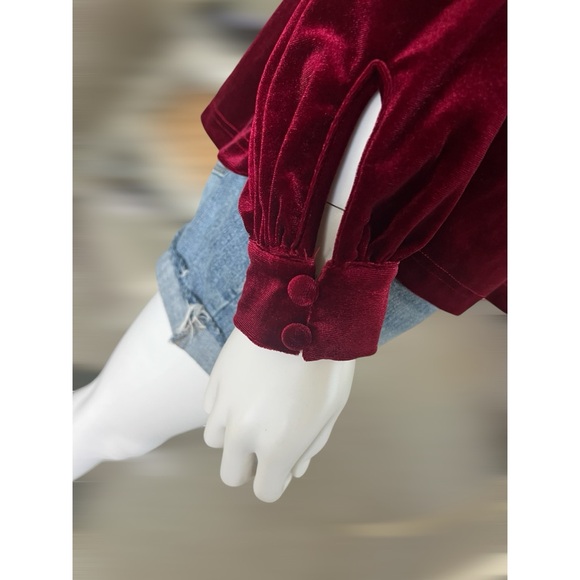 CES FEMME Beautiful burgundy velvety blouse S M L - Picture 8 of 9